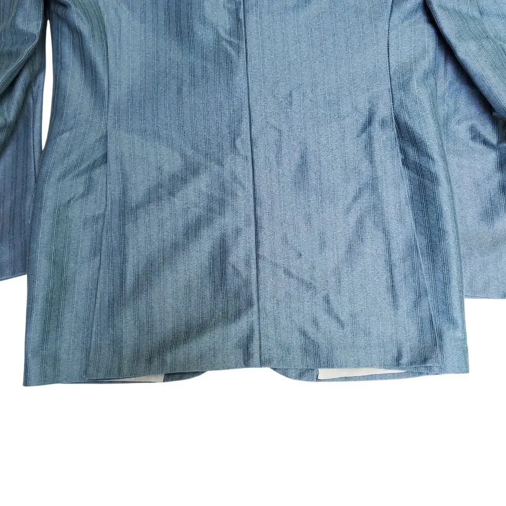 VTG Montgomery Ward 70s Retro Blue Green Leisure Suit Jacket Sport Coat 42x30